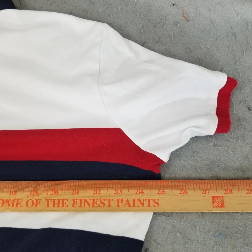 Polo Ralph Lauren Polo Men L White Red Navy Colorblock Stripe Short Sleeve Shirt
